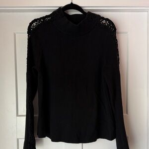 Anthropologie lace mock neck sweater